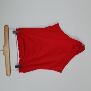 Red Strapless One Piece